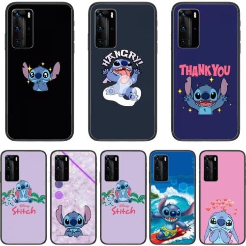 Stitch Phone Case For Huawei mate 40 30 10 20 40 8 9 Lite Z Pro Black Etui 3D Coque Painting Hoesjes 5g black
