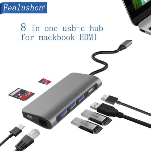 USB-C Laptop Docking Station USB3.0 HDMI VGA RJ45 PD USB Hub for Macbook Pro HP DELL Surface Lenovo Samsung Dock