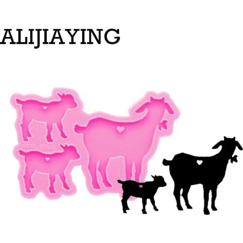 DY0281 Smooth art design Goat mother father and baby molds Keychain Silicone Mould Sheep family epoxy resin molds DIY craf mold