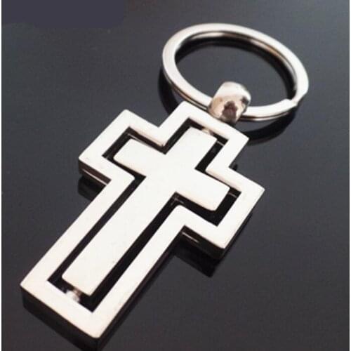 Cross Key Ring Metal Originality Rotatable Keys Buckle Church Gift Party Favor Home Car Portable Popular Design LX1014