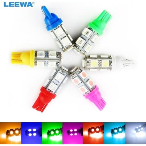 LEEWA 50pcs High Power Car/Auto T10 194 168 W5W 5050 Chip 9SMD Wedge Car LED Light Bulbs 7 Colors #CA1397