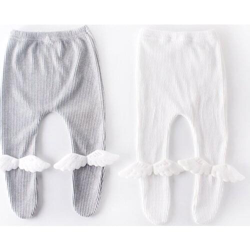 Newborn Baby Girl Leggings Pants Angel Wings Baby Legging Trousers Thick Fleece Princess Baby Pantyhose 1-2Y Baby Pants Winter