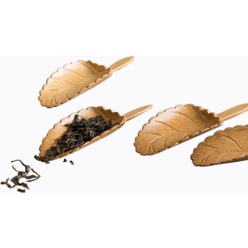 Leaf Shape Handmade Carved Natual Bamboo Tea Scoops Kung Fu Tea Spoon Teaware Supplies SN2744