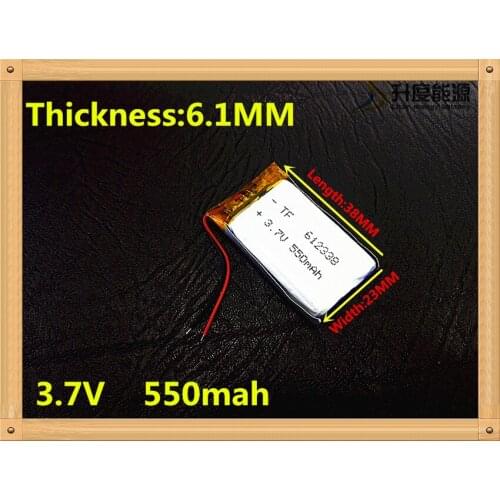 Small capacity rechargeable li-ion batteries 3.7v 550mah 612338 for toys LJ