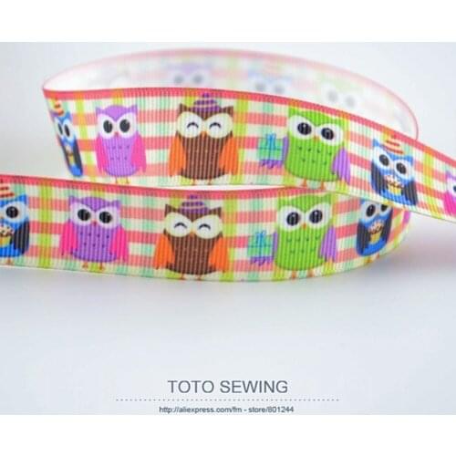 Min order is $5 (mix order) 7/8" 22mm grosgrain ribbons cute owl designs polyester for DIY package TOTO SEWING free shipping