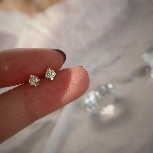 Fashion Simple Super Thin CZ Peach Heart Stud Earrings for Cocktail Party Women Earrings Fine Jewelry Charm Earrings Accessories