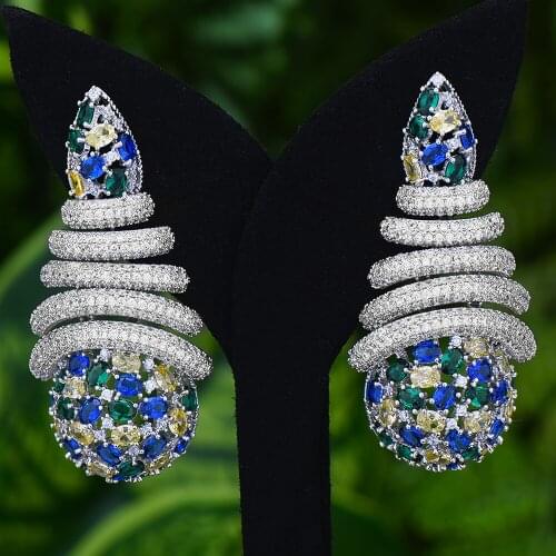 LARRAURI Fashion Jewelry Luxury Graceful Water Drop Cubic Zircon Earrings Stud Micro Pave Engagement Popular Earring Best Gift