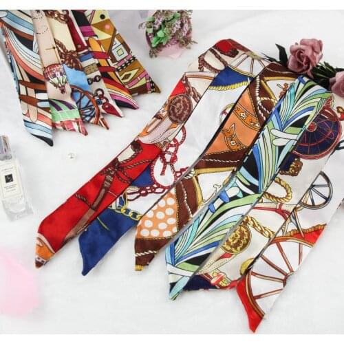 Fashion Women Spain Silk Neck Scarf Luxury Polka Dot Hair Tie Scarves Foulard Head Band Shawls and Wraps Neckerchief Bandanas