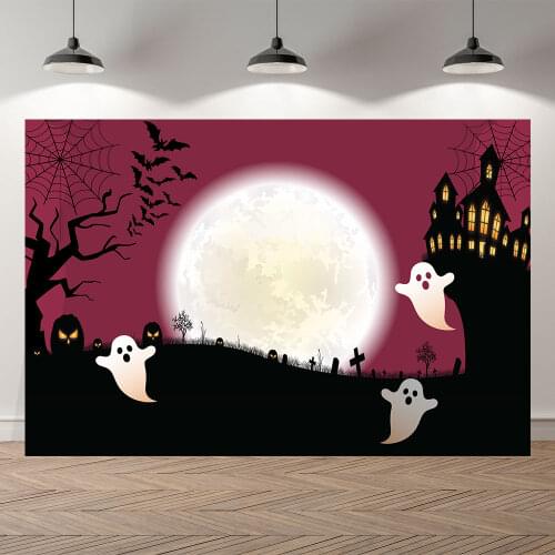 Seekpro Happy Halloween Birthday Ghost Pumpkin Zombie Castle Witch Photo Backdrop Photogiaphy Background Bat Moon Light Night