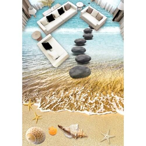 Wallpaper floors 3 d for living room 3d floor painting wallpaper Ocean Cobblestone floors Road 3D Floor
