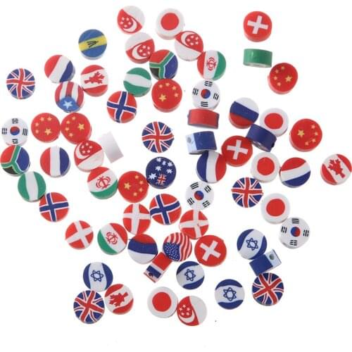 Wholesale 100pcs Polymer Clay National Flag Spacer Beads for Jewelry Making Kids Handmade DIY Bracelet Necklace Kit Findings