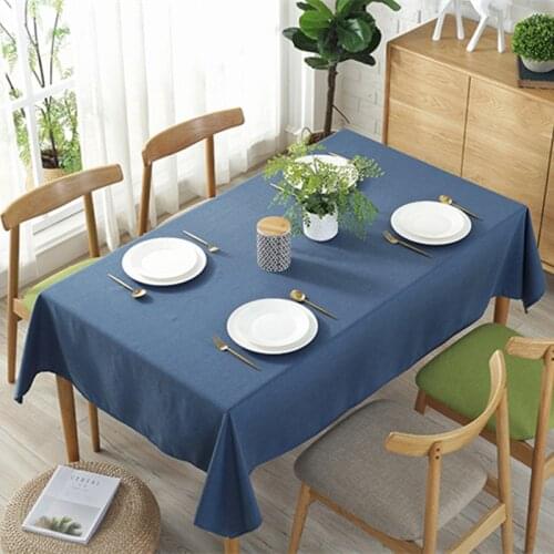 Multi Color Solid Decorative Linen Tablecloth Waterproof Oilproof Thick Rectangular Wedding Dining Table Cover Tea Table Cloth