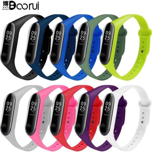 BOORUI NEW Arrival Mi Band 3 Strap Miband 3 Silicone Strap for xiaomi mi 3 Bracelet Replacement Wristband Smart Band Accessories