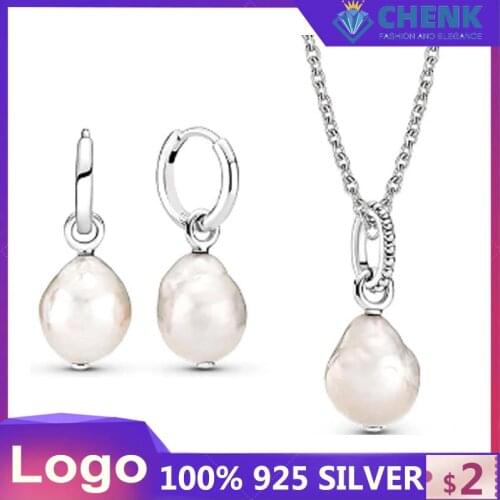 Pearl Charm Pendant 925 Sterling Silver 2021 Summer New 1:1 Original Logo Freshwater Cultured Baroque Pearls Hoop Earrings Diy