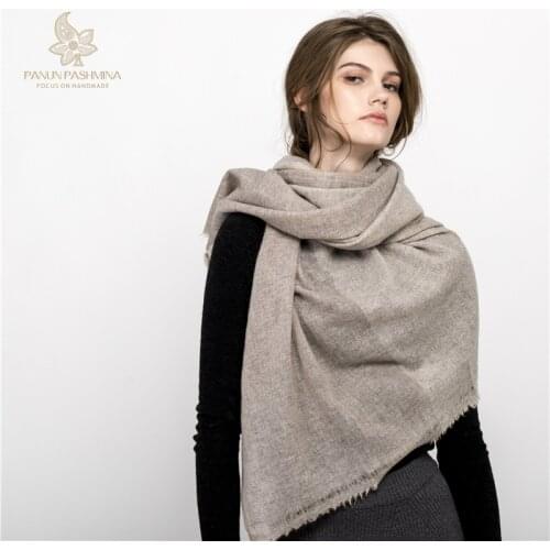 100% Cashmere Scarf Women Shawl Luxury Brand Nepal Imported Factory Long Thick Warm Primary Color Handmade Pashmina Echarpe