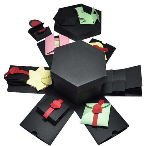 Hexagon 5 Layer 12 Sided Explosion Gift Box DIY Photo Album Surprise Box Exploding box Birthday Gift for Girlfriend Boyfriend