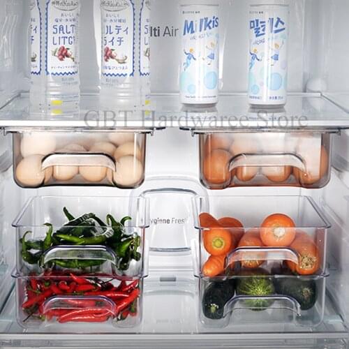 Layer Storage Rack Organizer Adjustable Suction Cup Refrigerator Storage Box Drawer Type Kitchen Crisper Hanging Fresh Spacer