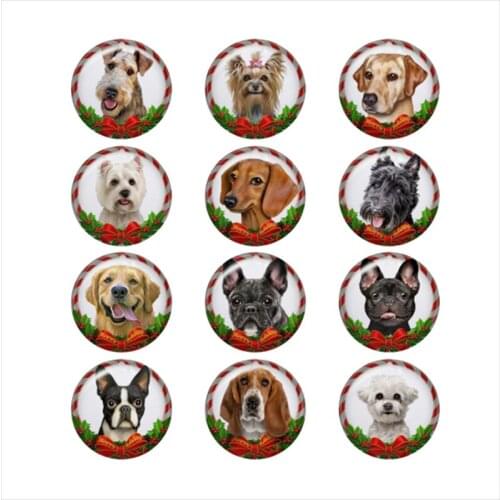 Mixed Glass Snap Button Jewelry Holiday Christmas Dog For DIY 18MM Button Snap Bracelet Necklace Jewelry