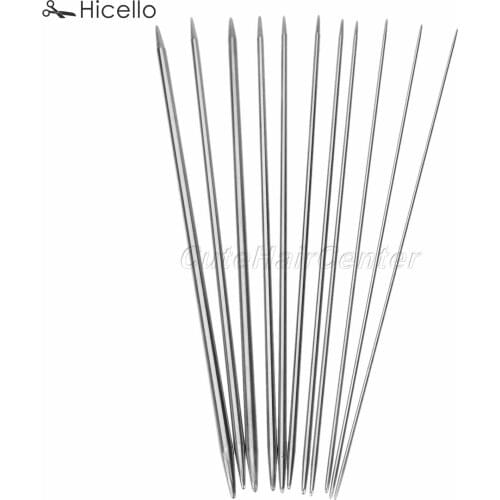 44pcs/set Knitting needles Stainless steel 25cm 36cm Double pointed knit needles silver 11sizes 1.5mm-5mm size 6-16 Hicello