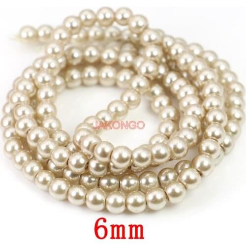 JAKONGO 6MM Round Champagne Glass Loose Beads For Making Bracelets Necklace DIY Handmade Jewelry Findings