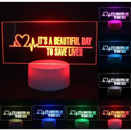 3D LED Illusion Lamp Night Light, Gift Greys Anatomy 16 Color Change with Remote/USB Charge for Xmas Birthday Valentines Day