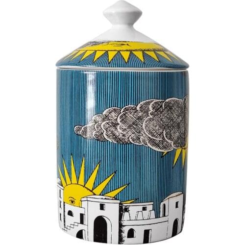 Creative Female Facial Decorative Jar Empty Candle Holder Lady Face Makeup Pen Cotton Swab Storage Box with Cover Ceramic Crafts