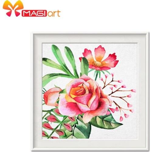 Cross stitch kits Embroidery needlework sets 11CT water soluble canvas patterns 14CT Safflower green leaf-NCMF175