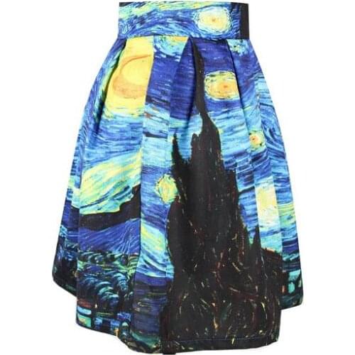 Painting Digital Printing High Waist Skirt Rockabilly Tutu Skirt