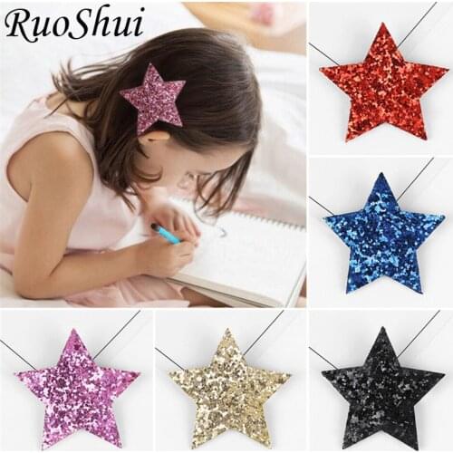 Korean Cute Princess Fashion Hairpins Five-pointed Star Glitter Hair Clips for Girls Kids Barrettes Headwear Hair Accessories