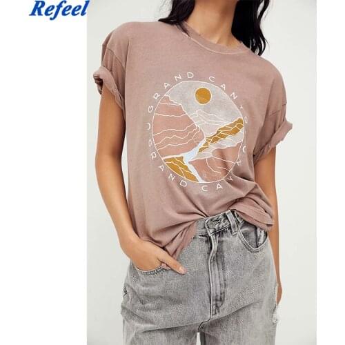 New Summer womens Casual Print Loose T-Shirt Fashion women Cotton personality oversized T-shirt