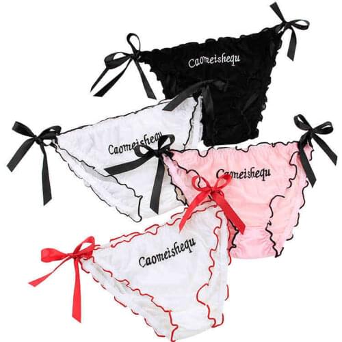 Lace up panties womens micro-transparent mesh briefs ladies lace lace mid-low waist cotton crotch lace secondary underwear