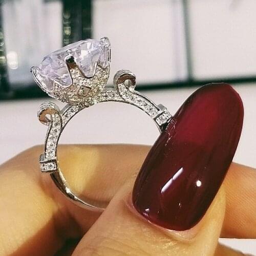 2019 new design vintage luxury 925 Sterling Silver Wedding Engagement Halo Rings For Women finger jewelry wholesale size 5-10