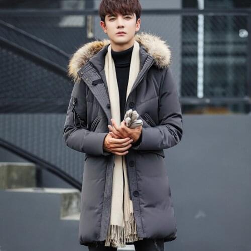Winter Men Jacket 2020 Raccoon Fur Collar Male Coat Padded Long Parka Mens Duck Down Jackets 4XL Abrigo Hombre WXF506