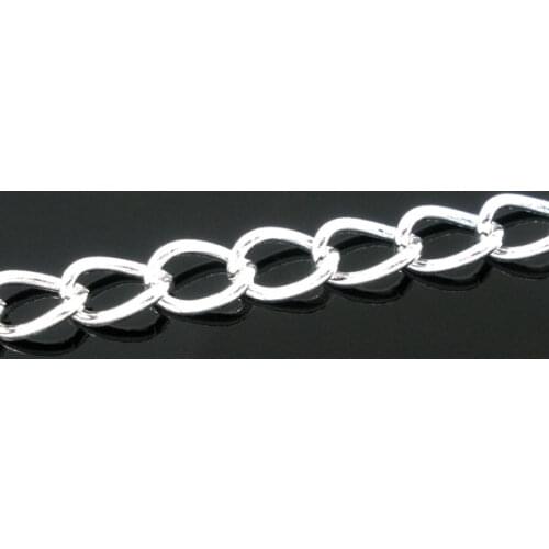 Lovely 10M Silver Plated Curb Chains Findings 5.5x3.5mm (B05736)