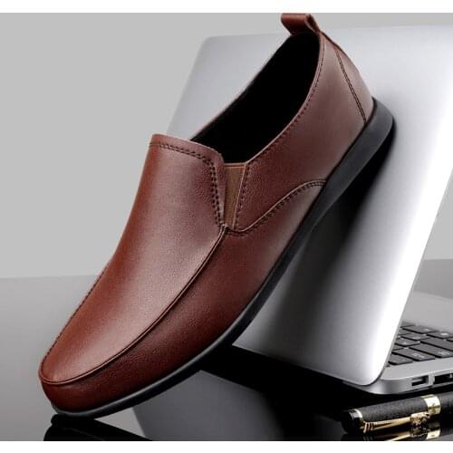 2021 Summer Hot Mens Genuine Leather Fashionable Breathable Peas Shoes black brown all-match wear-resistant casual shoes