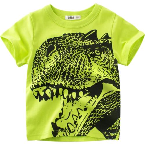 2021 Summer Boys Girls Cartoon T-shirts Kids Dinosaur Print T Shirt for Boy Short Sleeve Tee Tops Childrens Clothing Dropship