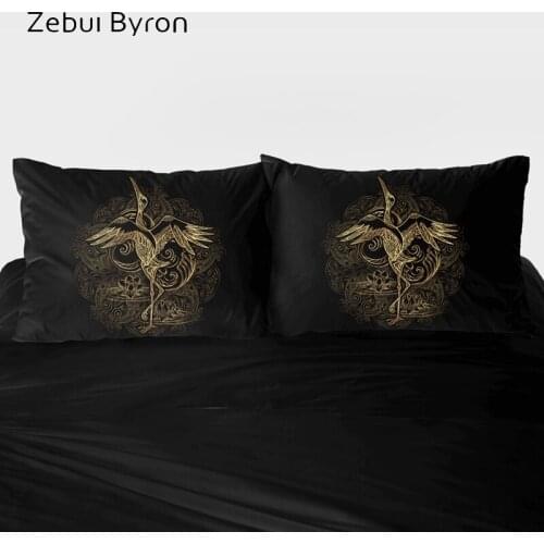 3D Pillow Case Custom,2 PCS Pillowcase 50x70/50x75/50x80,Decorative Pillow Cover Bedding black gold crane,drop ship