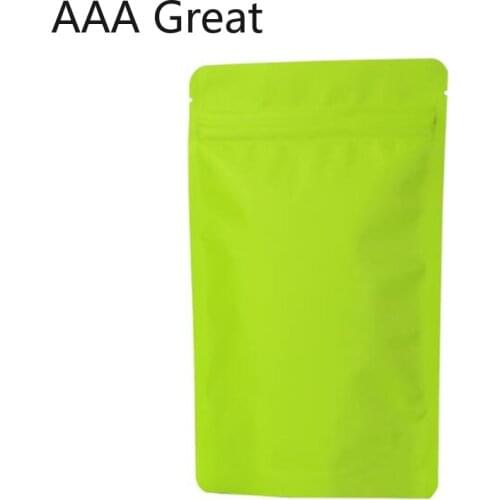 50Pcs/Lot Pure Aluminum Foil Zipper Ziplock Bag Tea Seal Bags Food Packaging Bag Stand Up Food Storage Pouches Green Wholesale