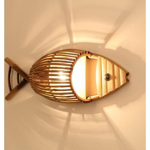 Handmade bamboo wall lamp personalized study corridor balcony teahouse Southeast Asia decorative lamps