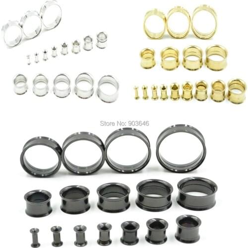 Free Shippment Body Jewelry -Ear Tunnels Ear Plugs Double Flare Plugs Expanders Stretcher Full Gauges Sets