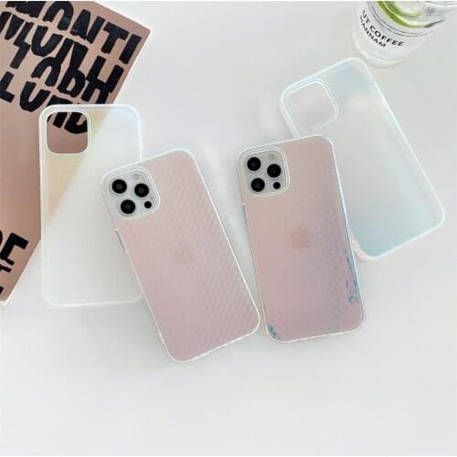 Rainbow Gradient Frosted Laser Snakeskin Pattern Phone Case For iPhone 12 11 Pro Max X XR XS 7 8 Plus Color Chang Back Cover