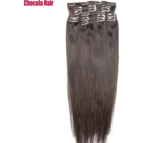 Chocola Full Head 16"-28" Brazilian Machine Made Remy Hair 10pcs Set 160g Clip In Human Hair Extensions Natural Straight