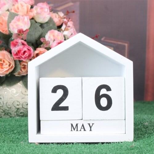 Wooden Advent Calendar Home Desk Figurines Office Ornaments Statue White