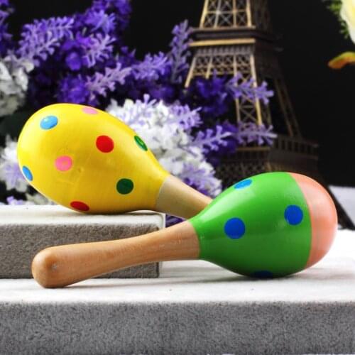 1 Pc Wooden Maracas Rumba Shakers Rattles Sand Hammer Percussion Instrument Musical Toy For Kid Children Party Games