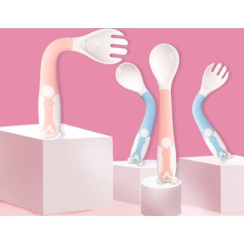 Baby Food Supplement Feeding Spoon Childrens Products Curved Handle Easy To Grasp Children Tableware Baby Diet Training