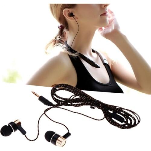 Headset Stereo Noise Reduction TPE 3.5mm In-ear Wired Stereo Braid Earphone for Dormitory