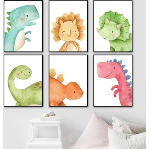 Baby Nursery Wall Canvas Poster Print Colorful Cute pet Dinosaur Animal Nordic Kid Decoration Picture Painting Child Room Decor