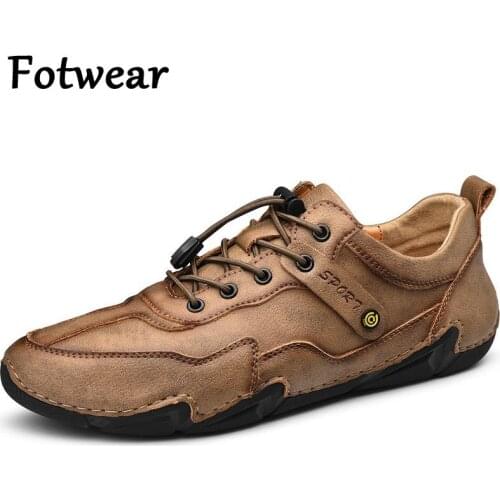 Cow Leather Men Shoes Big Size 46 Outdoor Mens Sneakers Breathable Casual Shoes Adult Career Male Shoes Non Slip Rubber Outsole