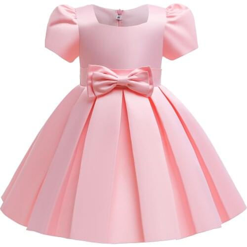 Summer Solid Color Girls Princess Dress Elegant Wedding Party Dresses Fashion Evening Dresses Toddler Prom Clothes
