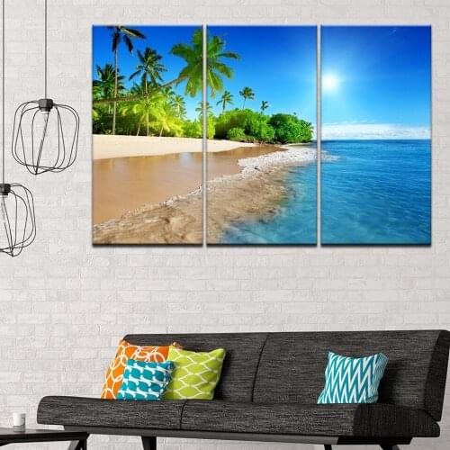 Canvas Painting tropical island beach sea 3 Pieces Wall Art Painting Modular Sport Wallpapers Poster Print Home Decor